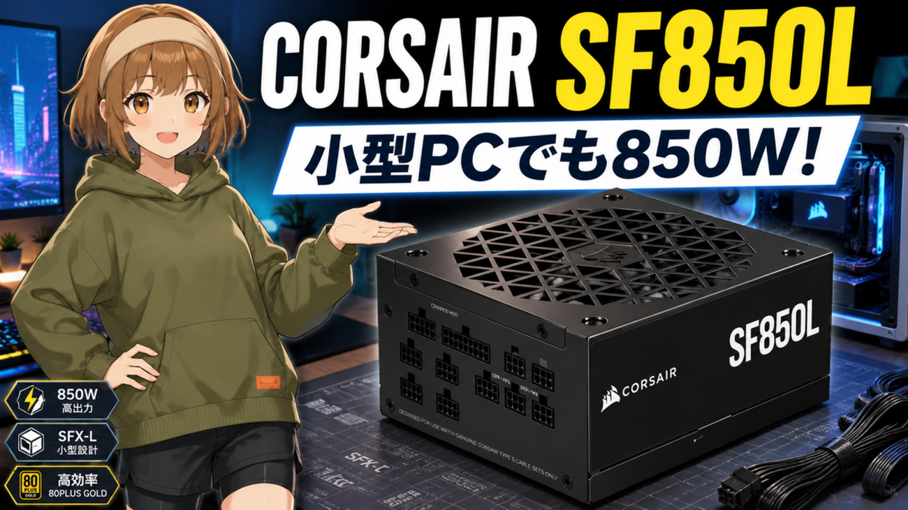CORSAIR SF850Lレビュー｜SFX-L 850W・80 PLUS Gold対応の小型PC向け