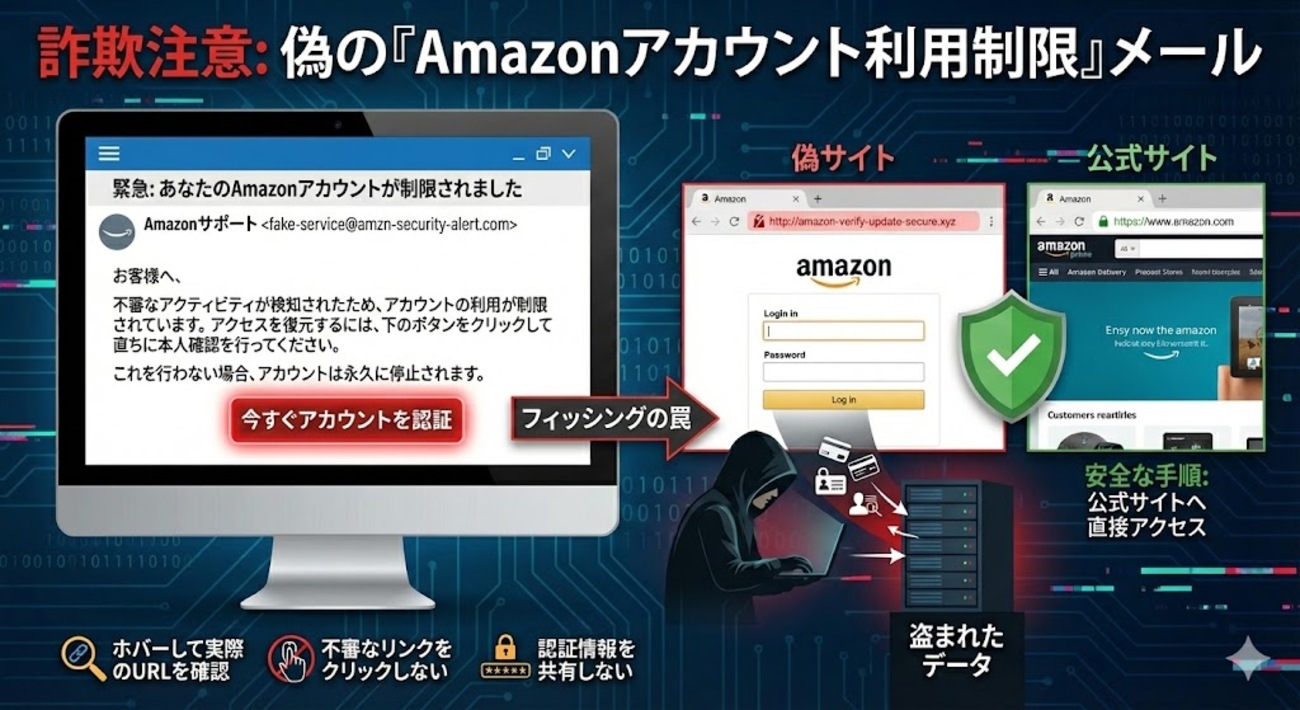 Amazonアカウント利用制限のお知らせ は詐欺です - シン・情報 新製品