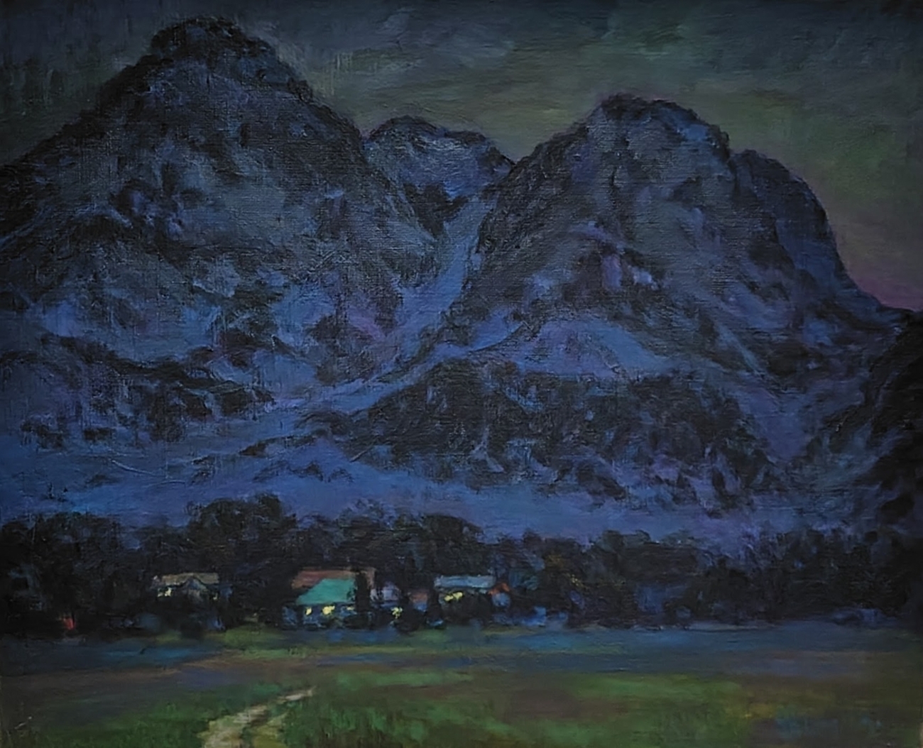 山小屋の灯 1991 F15 油彩画 油絵 絵画 アート 風景画 燧ヶ岳 尾瀬 