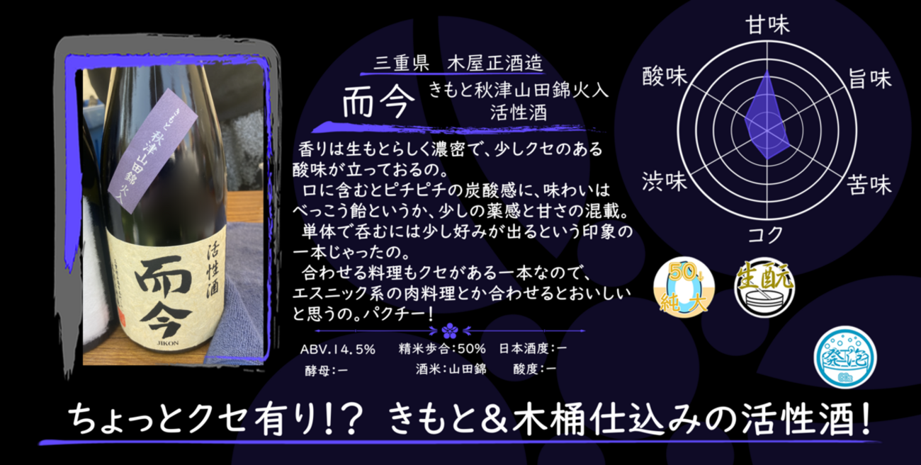 金曜日の有名銘柄】而今 きもと 秋津山田錦火入 活性酒【FUKA?YO-I 