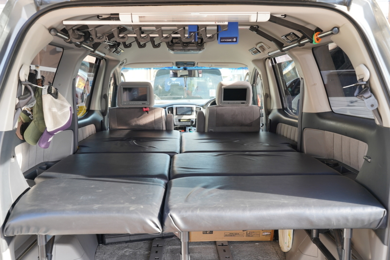 ミニバン アルファード】イレクターパイプDIY自作ベッドで快適車中泊 