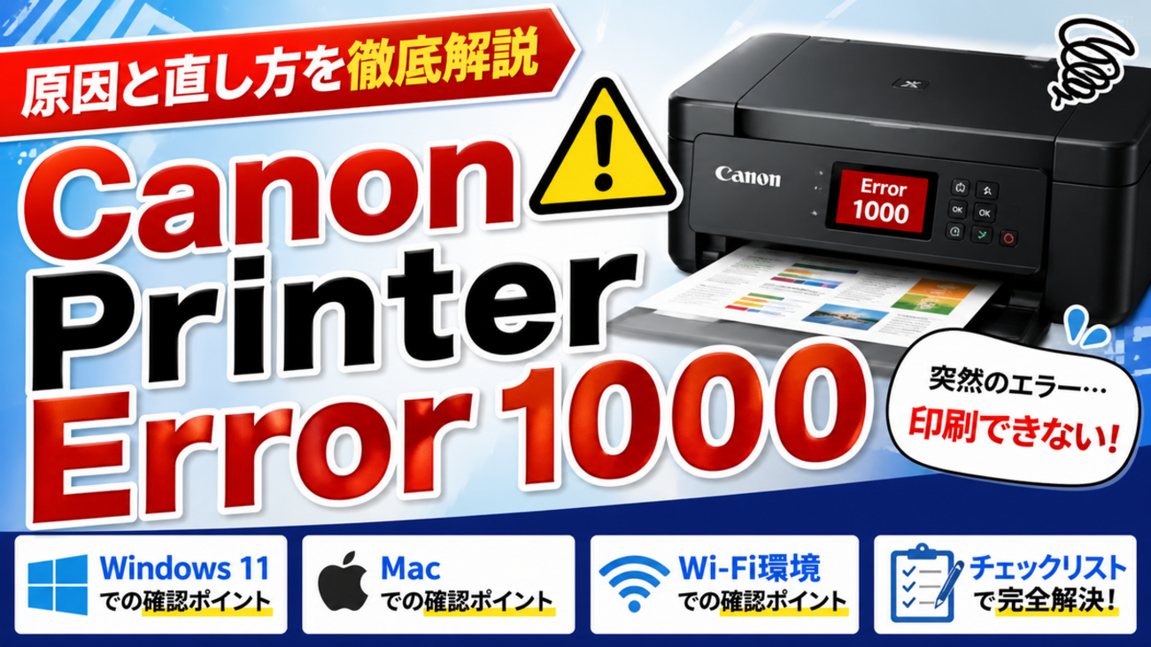 Error Code 4470 Canon Printer Error 1000の原因と直し方を徹底解説|Windows 11・Mac・Wi-Fi環境で確認すべきポイント ...