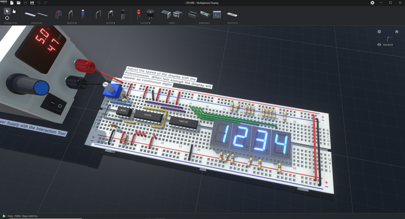 電子回路シミュレータ「CRUMB Circuit Simulator」Arduino付の回路も