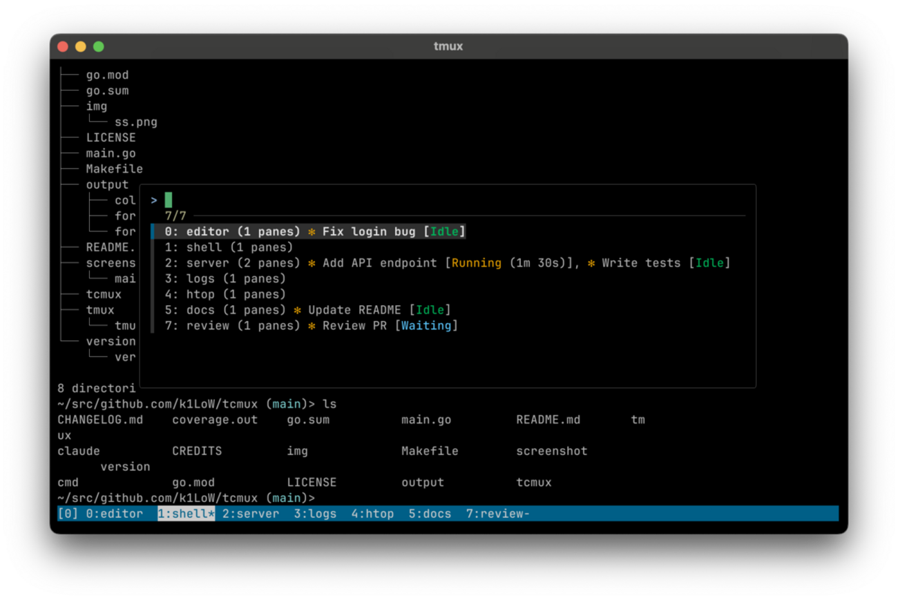 tmuxのウィンドウで動かしているコーディングエージェントのステータスを確認できるtcmuxを作った - Copy/Cut/Paste/Hatena