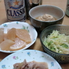 豚肉玉ねぎ、サッポロクラシック