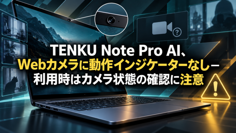 TENKU Note Pro AI、Webカメラに動作インジケーターなし―利用時はカメラ状態の確認に注意