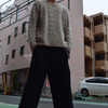  multiple core（マルチプルコア） stitch leno cloth overlap back wide anklet pants