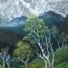 晩秋白馬岳 1979 F15 油絵 絵画 風景画 アート 油彩画 長野県 - ある