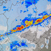 線状降水帯の下で