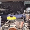 車内でご飯を炊いて食べました。車朝食（1）