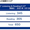 TOEIC結果　2021年1月10日午前受験