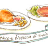 Stinco e bistecca di maiale 「豚の骨付きスネ肉とステーキ」