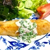 カレイのムニエルとヨーグルトソース　カリフラワーライスのカレー