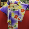 ”NEW"紫暈し撫子絽小紋×オレンジ暈し秋草と露芝紗袋帯