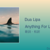 【歌詞・和訳】Dua Lipa / Anything For Love