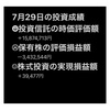 #2021年7月29日 #投資信託 の#時価評価額 。#保有株 の#評価損益額 。#株式投資 の#実現損益額 。