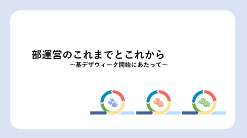 部運営のこれまでとこれから～基デザウィーク開始にあたって～