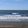 2022年6月29日午前、茅ヶ崎サザンビーチ周辺、ひざ▼、海も波も平和ですが、ついにアレが……！