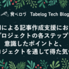 生成AIによる記事作成支援において、プロジェクトの各ステップで意識したポイントと、プロジェクトを通して得た気づき