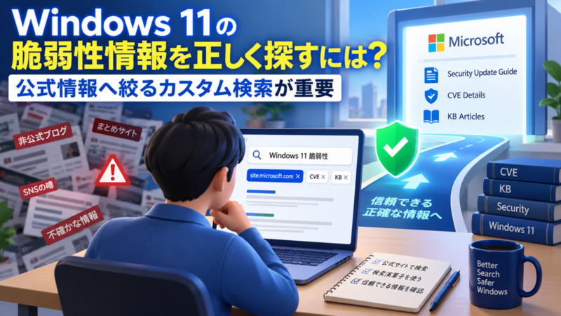 Windows 11の脆弱性情報を正しく探すには？公式情報へ絞るカスタム検索が重要