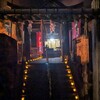 大入白山神社、夜の竹灯籠