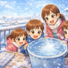 雪の朝に奇跡…外のバケツでついに氷ができました