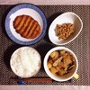 Pork miso soup, Satsuma-age, Natto.