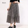 ミックス柄シフォンフレアロングスカート 裏地付き ネイビー/ブラウン/黒の3色から選べます。