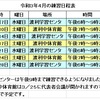 令和３年４月の練習日程