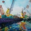 鶴見区　京浜運河のクレーン船