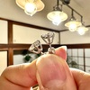 大粒ダイヤモンドの手作りピアス