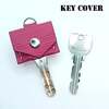 手縫い、手作り、本革 レザーキーカバー 鍵 ローズピンク 牛革型押し キーケース