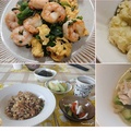 海老とほうれん草の卵炒め・マッシュポテト・わんこご飯もね^^