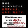 厚生労働省、ワクチン打つと、「突然死にます。ある日、突然です」