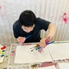 エアで筆振り！？　絵画教室