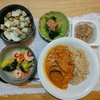 米粉の焼き物(ココア入り)。スパイスカレー(具材など追加)