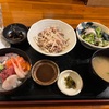 福岡市中央区今泉、花みずきで豚バラ肉ともやしの塩ダレ炒め定食にミニ海鮮ドンランチおじさん