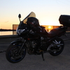 バンディット１２５０Ｓ初乗り　サンセットツーリング　夕日の写真