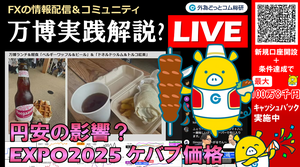 FX実践解説、大阪・関西万博「円安でケバブ高騰?!!」（2025年8月13日)