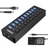 usbポート usb hub VONCI USB3.0ハブ usbハブ セルフパワー/バスパワー 5Gbps高速転送 10ポート ps4 usbハブ USB拡張 独立スイッチ付 ブラック