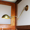 3点角度調整付きブラスラウンドシェードインダストリアルブラケットライト｜真鍮壁掛け照明 [WOL-25-004]