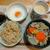 豚汁。レンチン目玉焼き