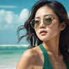 砂浜にいる眼鏡をかけた女性　フリー写真・フリー画像（AI画像生成）