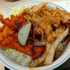 牛バラ焼きとささみタレカツの合い盛り丼