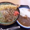 ヒライで海老天牛肉そばとミニカレーいただきました