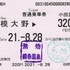 本日の使用切符：小田急電鉄 相模大野駅発行 相模大野→320円区間（鶴巻温泉） 普通乗車券