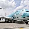 ANA・A380「微笑むウミガメ2号機」成田で披露