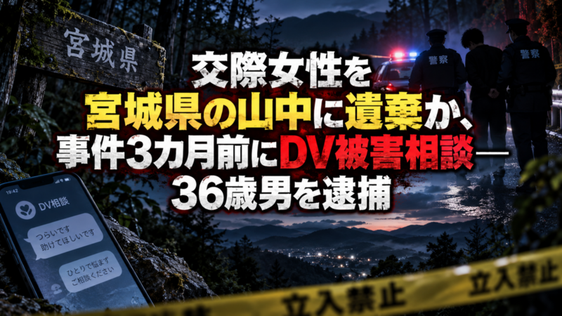 交際女性を宮城県の山中に遺棄か、事件3カ月前にDV被害相談―36歳男を逮捕