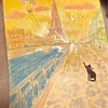 水彩画　黒猫の旅
