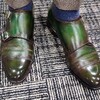 秋だからこそ履きたい緑のアンティーク染めWモンクシューズ！